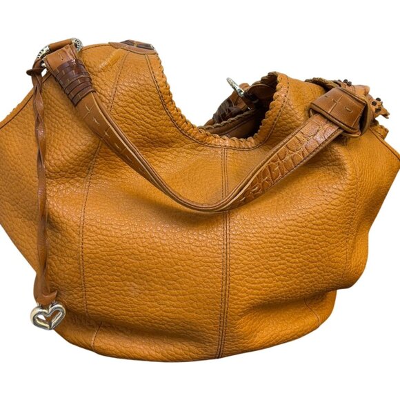 Brighton Brown Leather Hobo Bag With Heart Charm Accent - Picture 2 of 10